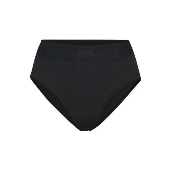 SKIMS Cotton Ribbed High Waist Elastic Band Patch Logo Panty - Picture 1 of 6